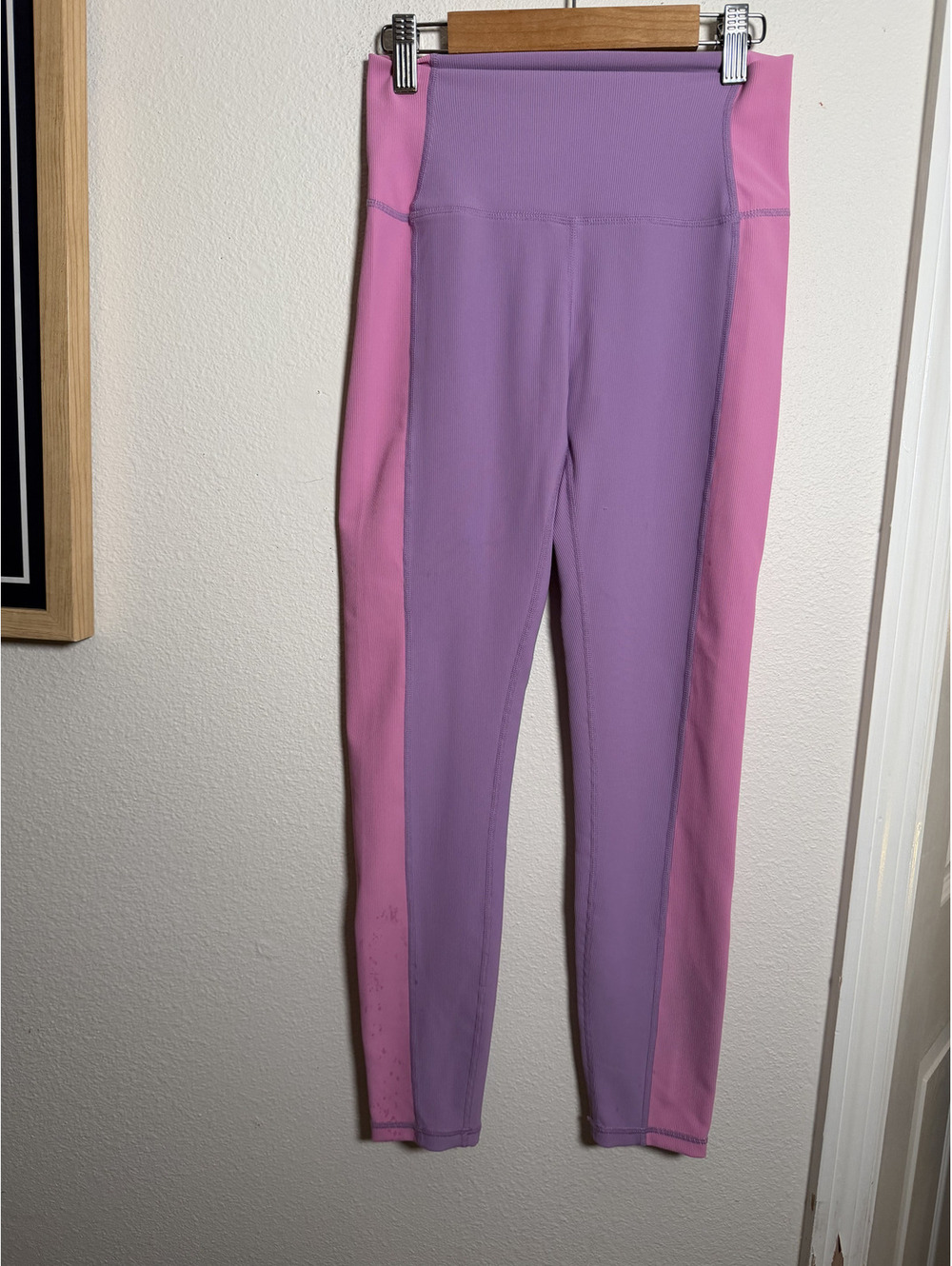 WILO The Label Colorblock Ribbed High Rise Leggings Pink Purple S